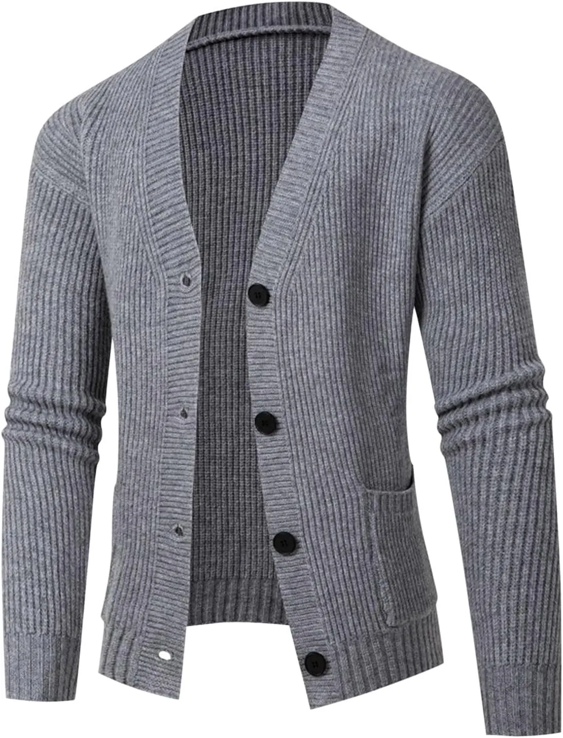 Men Classic Cardigans Casual Button Down V Neck Knitted Basic Sweater Coat Knit Button up Sweaters Outwear with Pocket