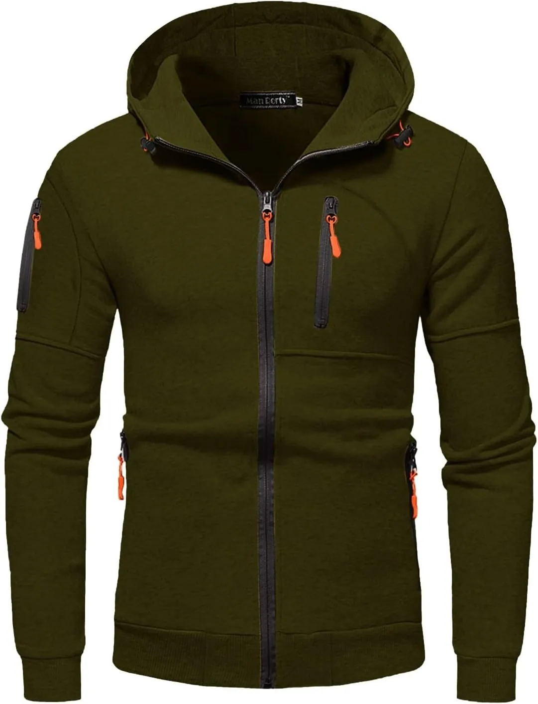 Men Hoodies Casual Hoodies for Men Full Zip Long Sleeve Sweatshirt Sports Hooded Work Jacket Tops with Zip Pockets