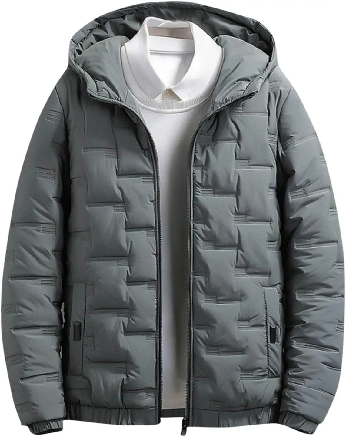 Men Puffer Jackets Plus Size Winter Coats Warm Thick Quilted Jacket Padded Parkas Zip Up Hooded Outerwear Coat