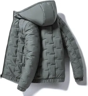 Men Puffer Jackets Plus Size Winter Coats Warm Thick Quilted Jacket Padded Parkas Zip Up Hooded Outerwear Coat