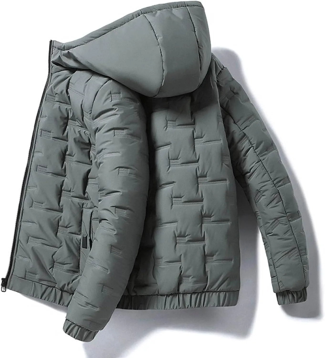 Men Puffer Jackets Plus Size Winter Coats Warm Thick Quilted Jacket Padded Parkas Zip Up Hooded Outerwear Coat