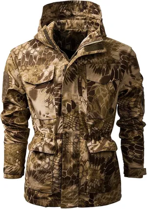 Men Rain Jackets Waterproof With Hood Military Tactical Jacket Outdoor Mountain Multi Pocket Camo Combat Coat