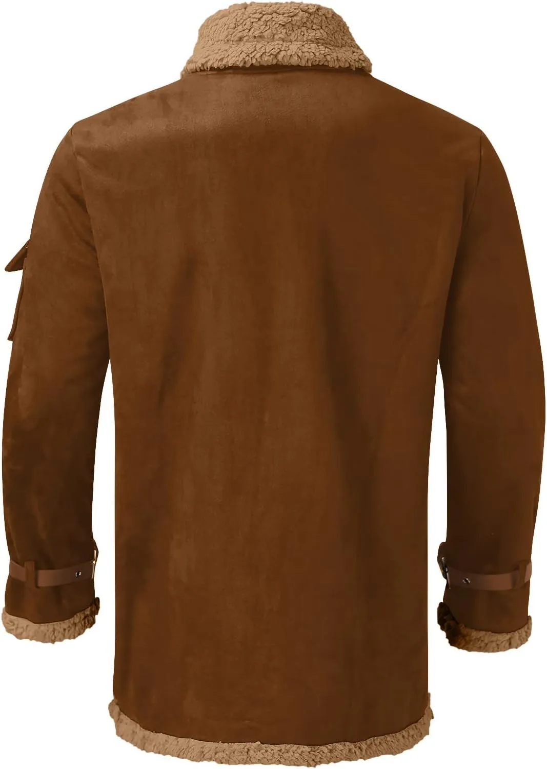 Mens 2024 Winter Trendy Faux Leather Jackets Heavyweight Suede Faux Fur Bomber Jackets Winter Coats Cozy Sherpa