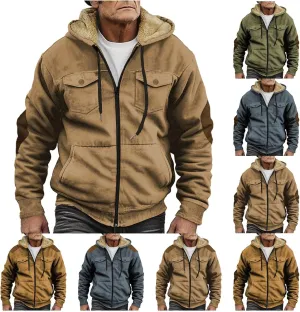 Men's Aztec Western Jackets Cowboy Winter Warm Sherpa Suede Fleece Coats Long Sleeve Retro Ethnic Vintage Casual Jacket