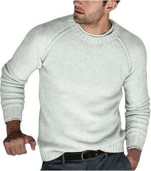 Men's Basic Lightweight Knitted Sweaters Cotton Soft Crewneck Fall Winter Sweatshirts Long Sleeve Slim Fit Pullovers