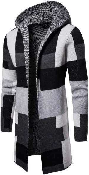 Men's Big And Tall Hoodies For Men Hooded Solid Knit Patchwork Coat Jacket Cardigan Long Sleeve Tops Blouse