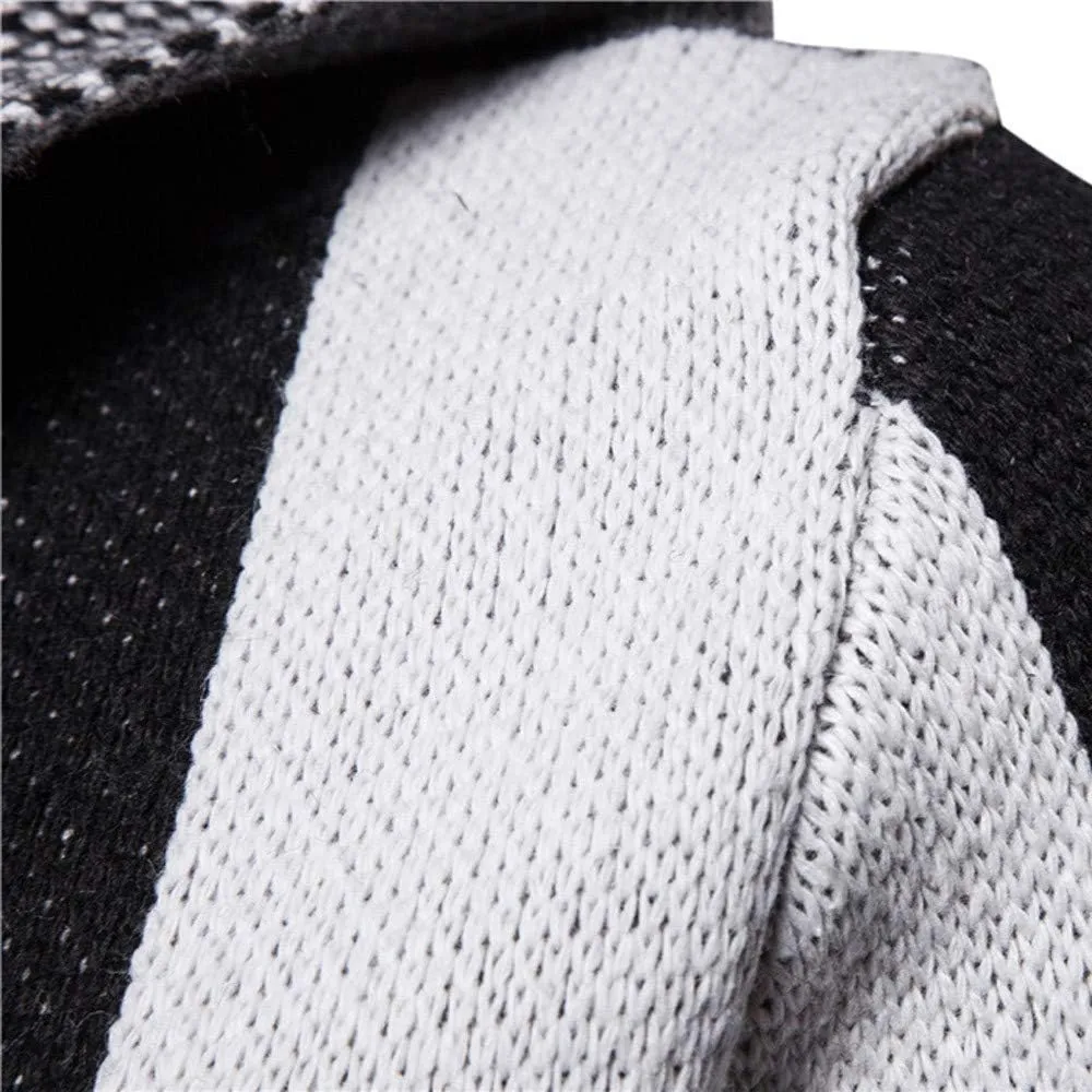 Men's Big And Tall Hoodies For Men Hooded Solid Knit Patchwork Coat Jacket Cardigan Long Sleeve Tops Blouse