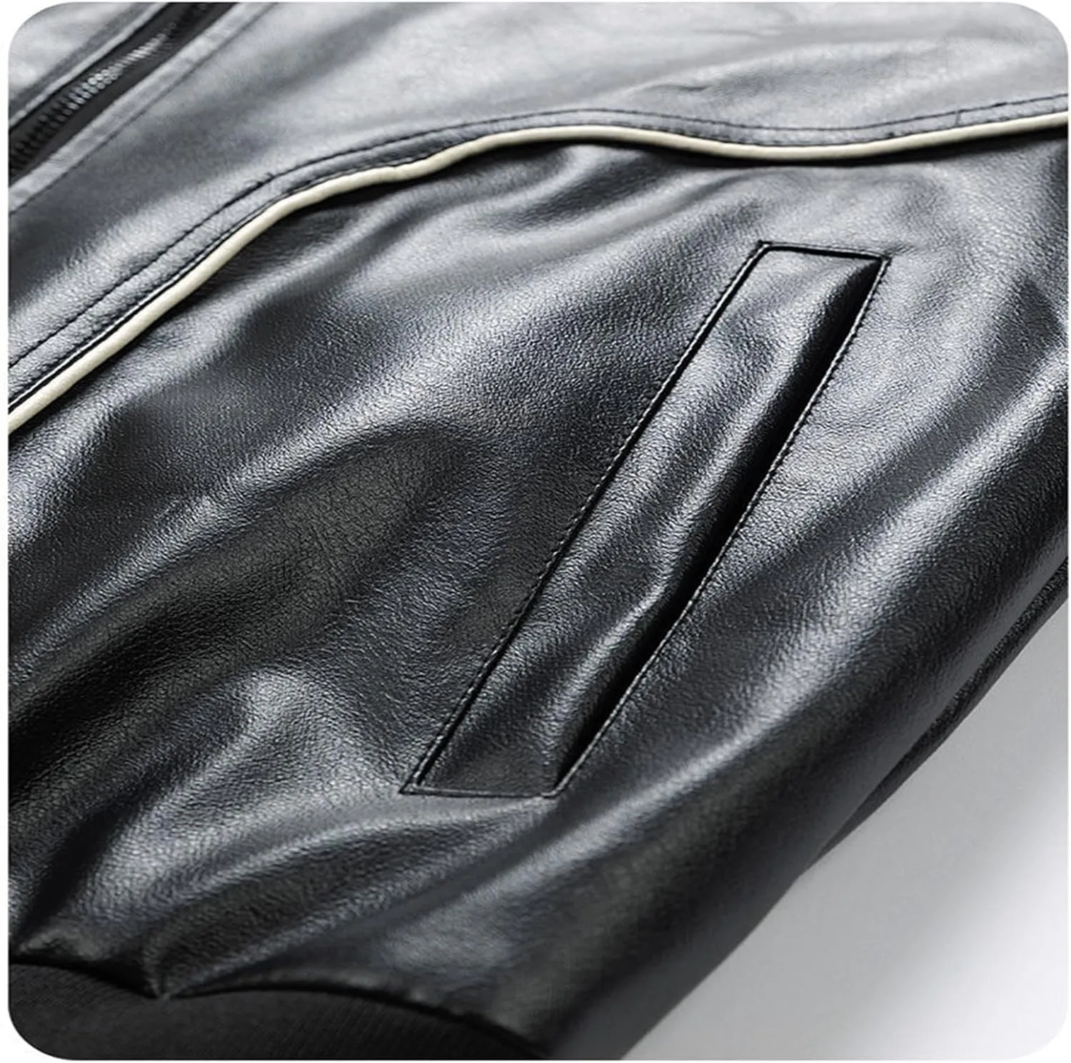 Mens Black Faux Leather Jacket Teens Trendy Going Out Coat Casual Baggy Zipper Outerwear Motorcycle Biker Jacket