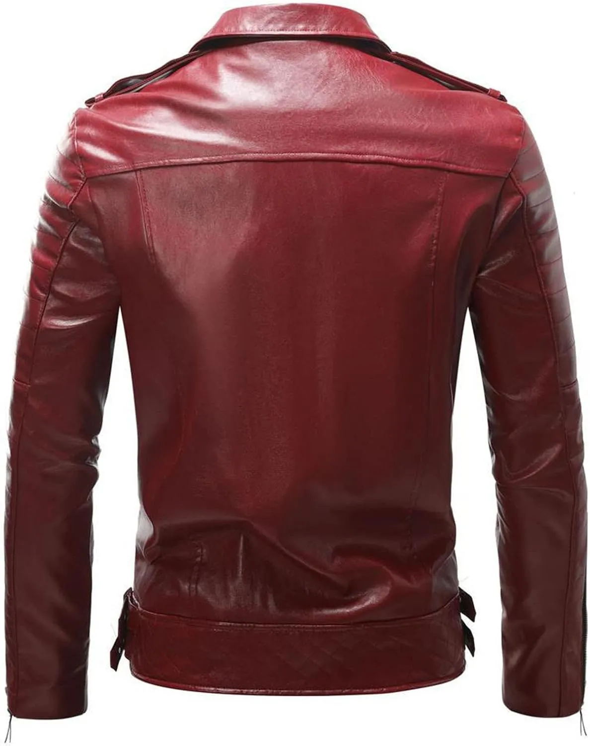Mens Black Faux Leather Jacket Zip Up Windbreaker Fitted PU Leather Jackets Motorcycle Biker Coat with Pocket