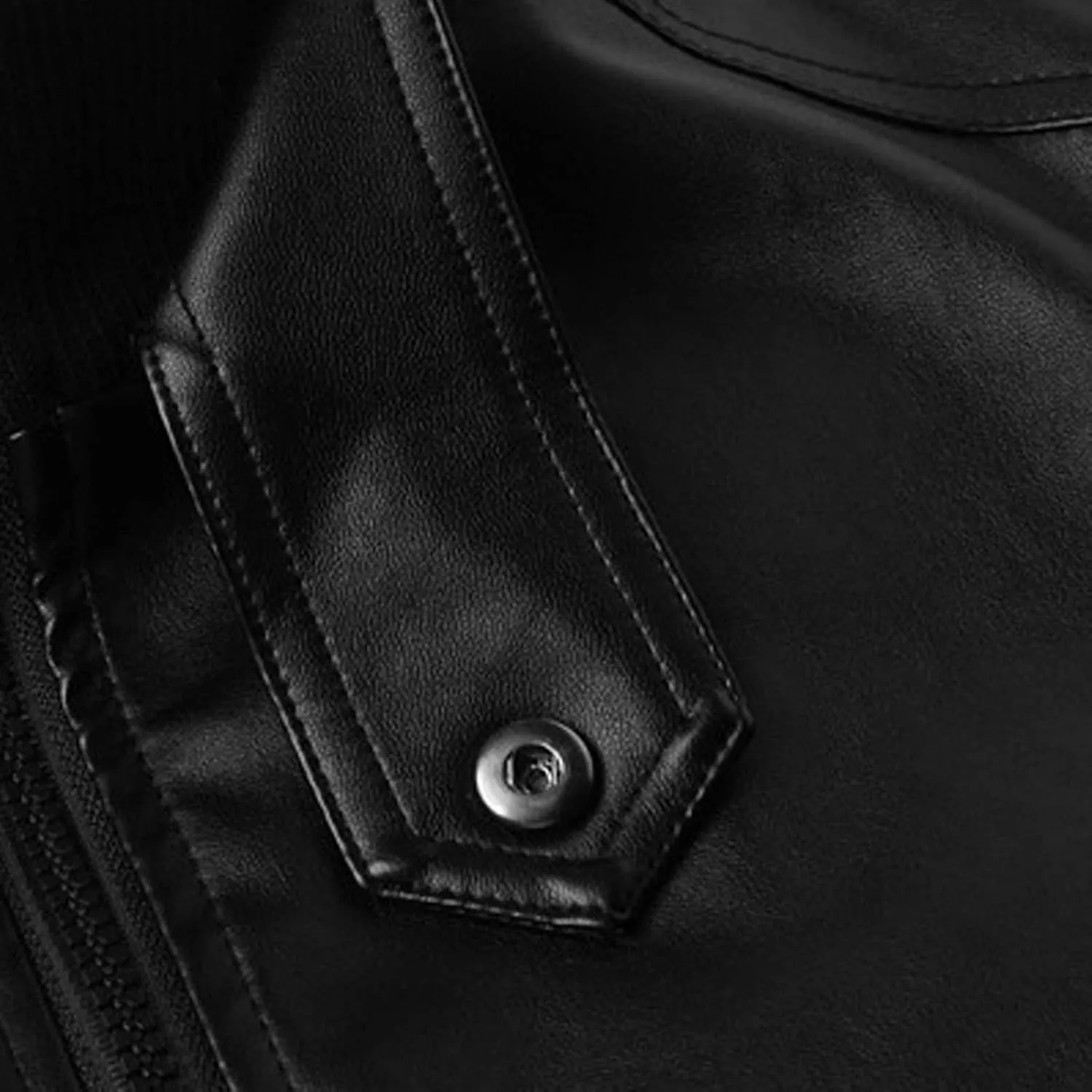 Men's Black Leather Motorcycle Jacket Stand Collar Jacket Faux Leather Jacket Men PU Racer Biker Jacket