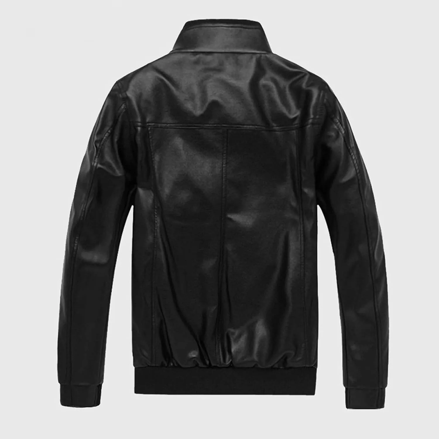 Men's Black Leather Motorcycle Jacket Stand Collar Jacket Faux Leather Jacket Men PU Racer Biker Jacket
