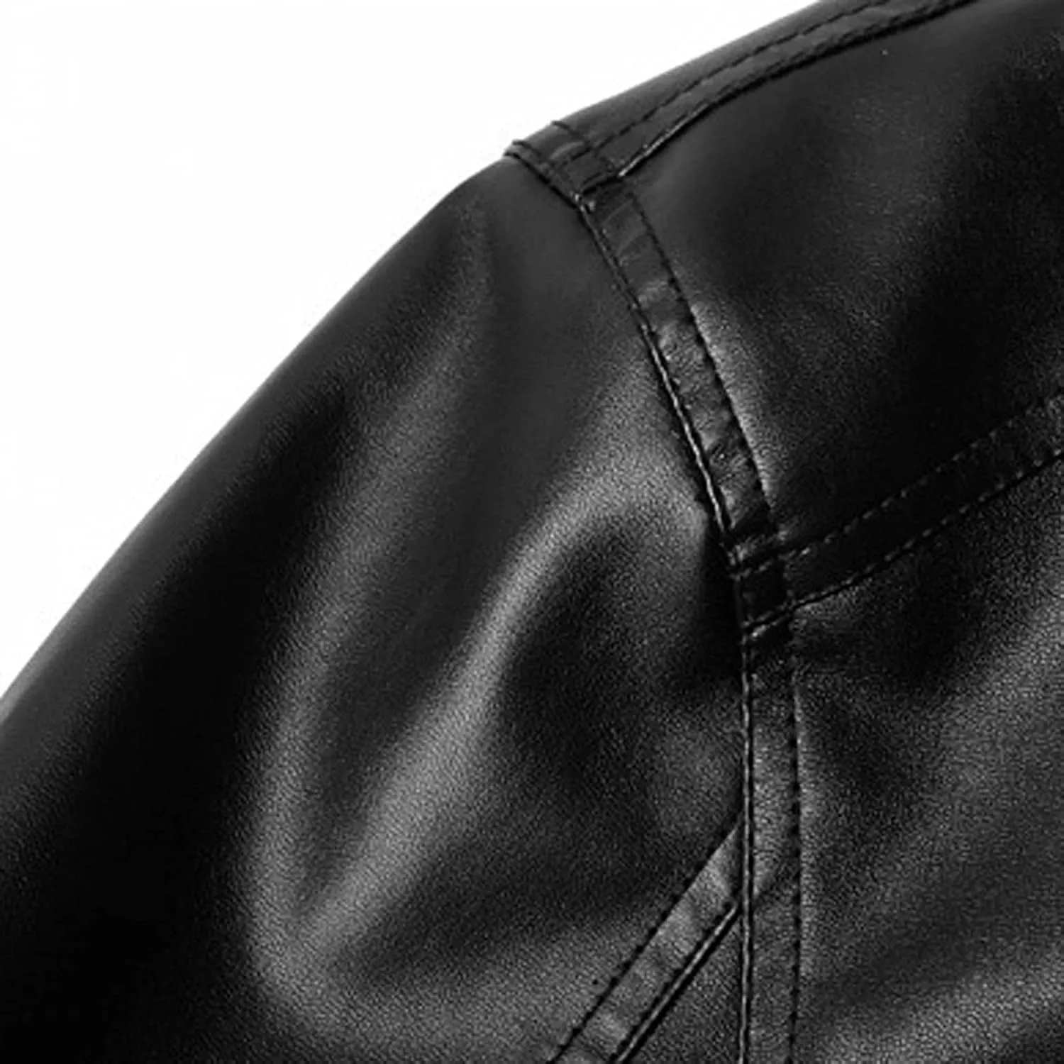 Men's Black Leather Motorcycle Jacket Stand Collar Jacket Faux Leather Jacket Men PU Racer Biker Jacket