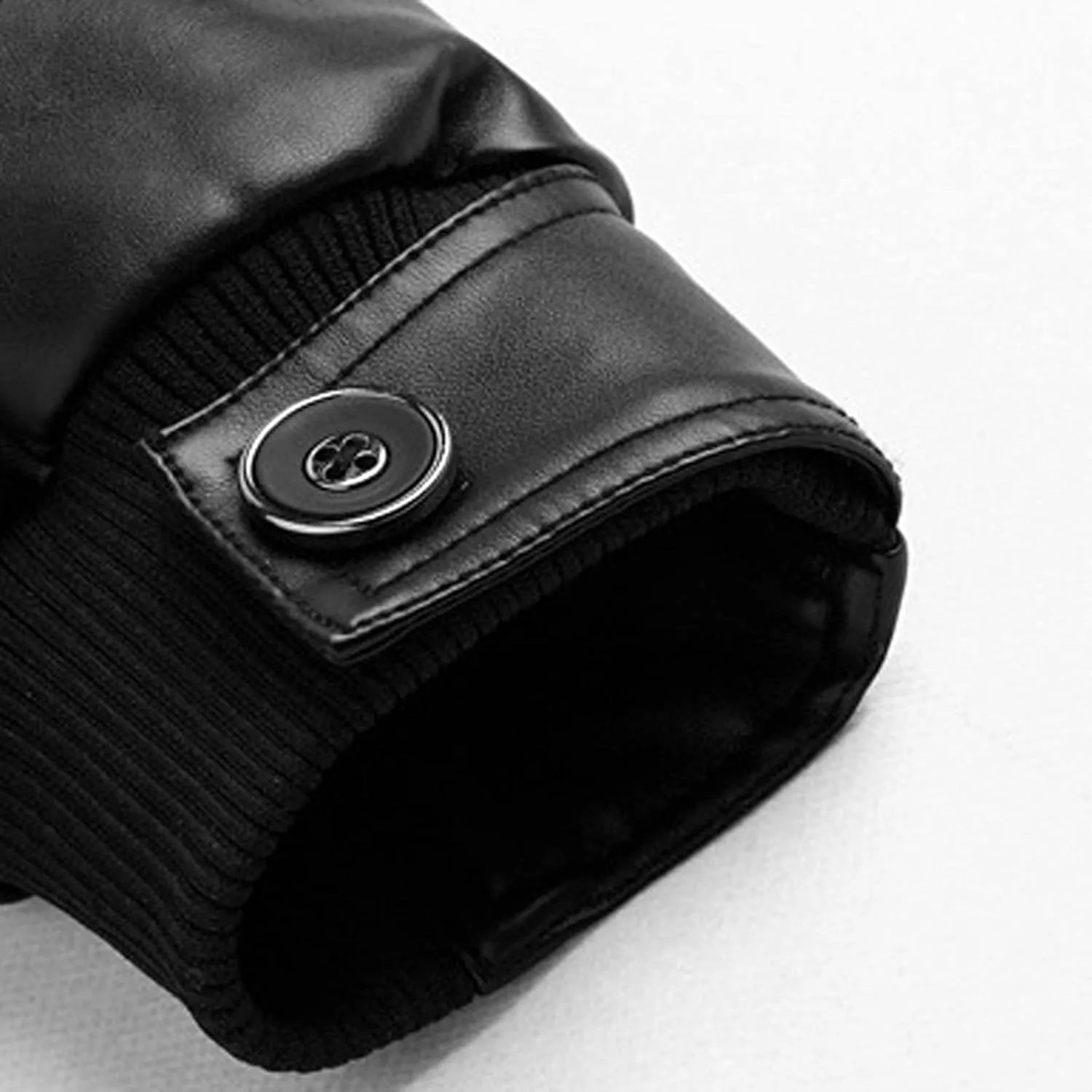 Men's Black Leather Motorcycle Jacket Stand Collar Jacket Faux Leather Jacket Men PU Racer Biker Jacket