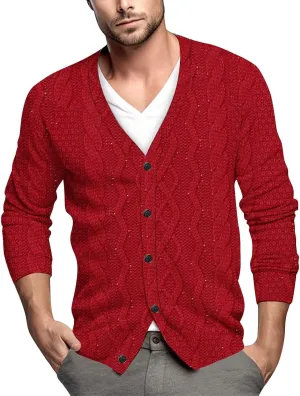 Men's Cardigan Sweater Long Sleeve Knitted Sweater Casual Button Down Sweatshirt Stylish Tops Sweatshirt for Men