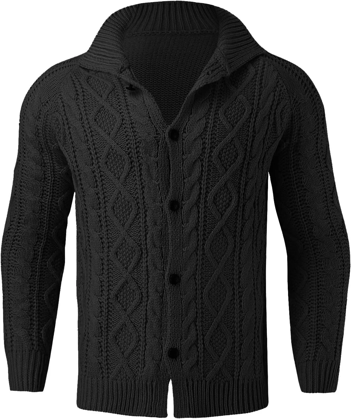 Men's Cardigan Sweater Stand Collar Button Down Pullover Long Sleeve Twist Textured Knitwear Solid Color Fall Sweater