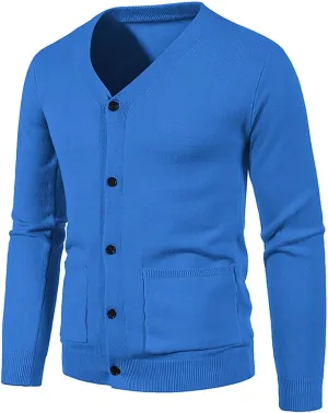 Men's Cardigan Sweaters Button Down Knit Sweater Long Sleeve V Neck Cardigan Slim Fit Cardigan Sweaters Winter Outfits