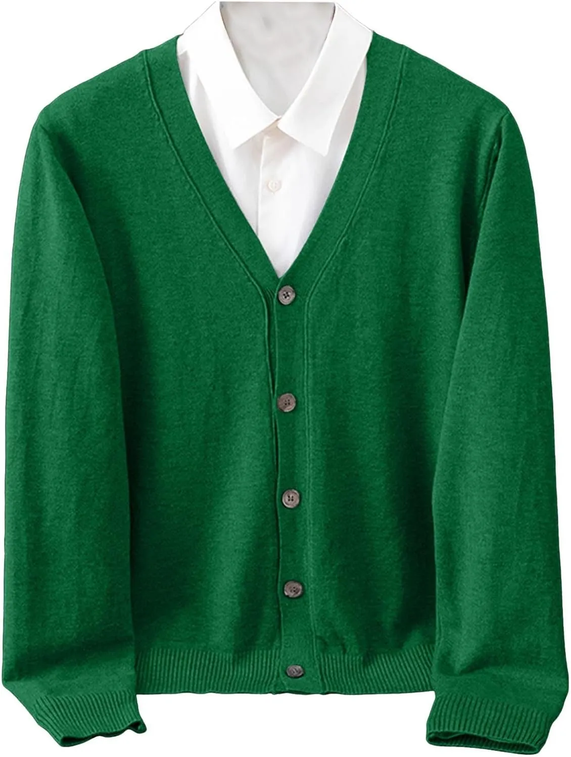 Men's Cardigan Sweaters Knitted V Neck Regular Fit Jacket Button Down Fleece Lined Winter Warm Coat with Pocket