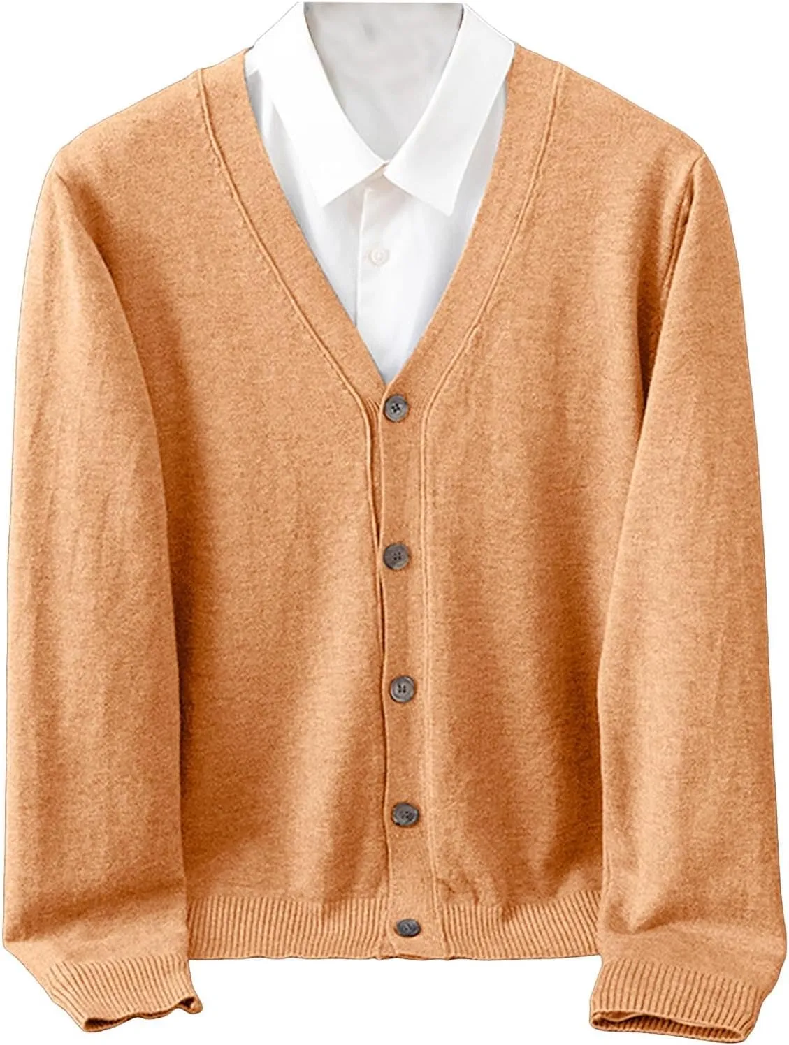 Men's Cardigan Sweaters Knitted V Neck Regular Fit Jacket Button Down Fleece Lined Winter Warm Coat with Pocket