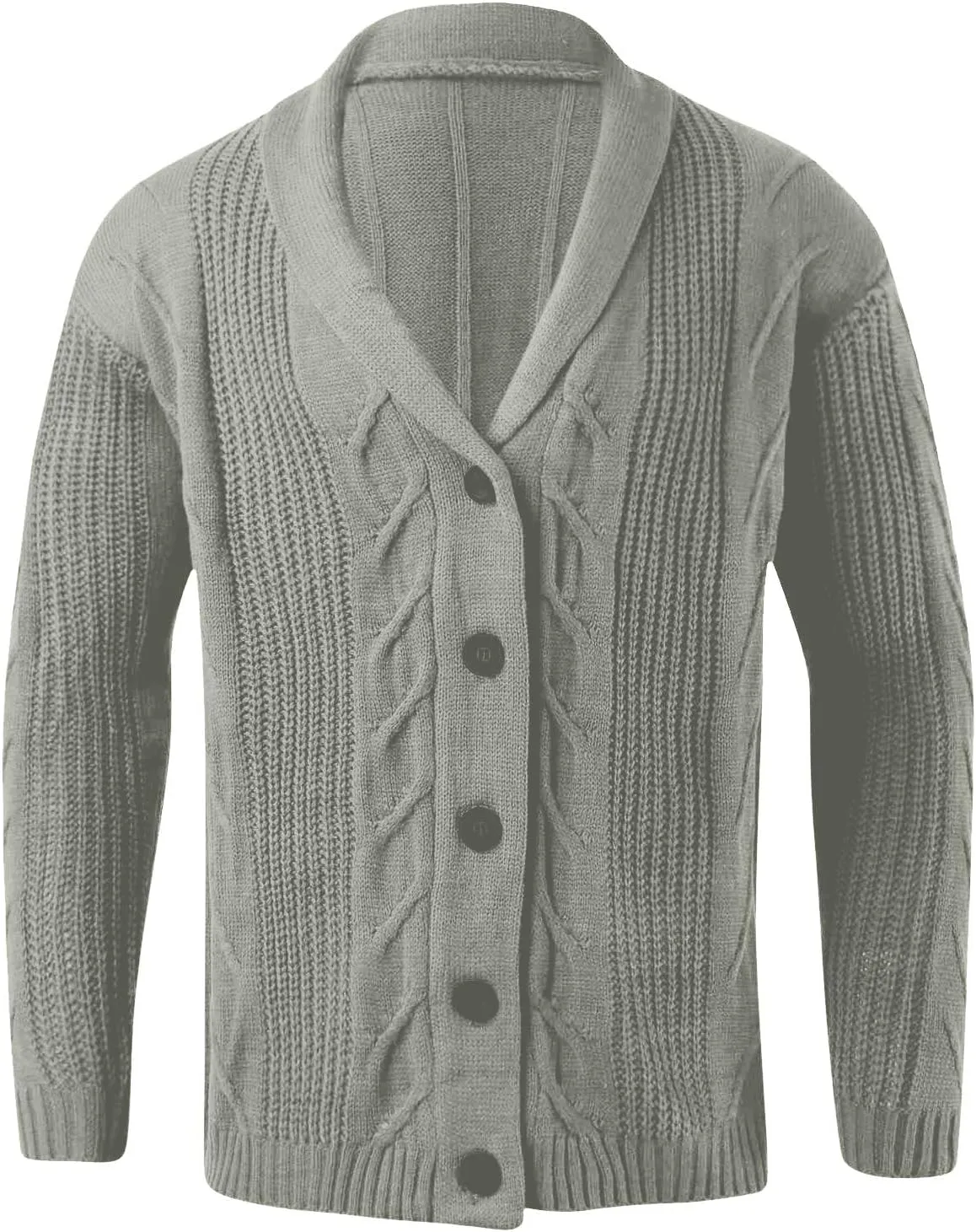 Men's Cashmere Sweaters, Mens Cable Knit Cardigan Sweater Shawl Collar Loose Fit Long Sleeve Casual Cardigans