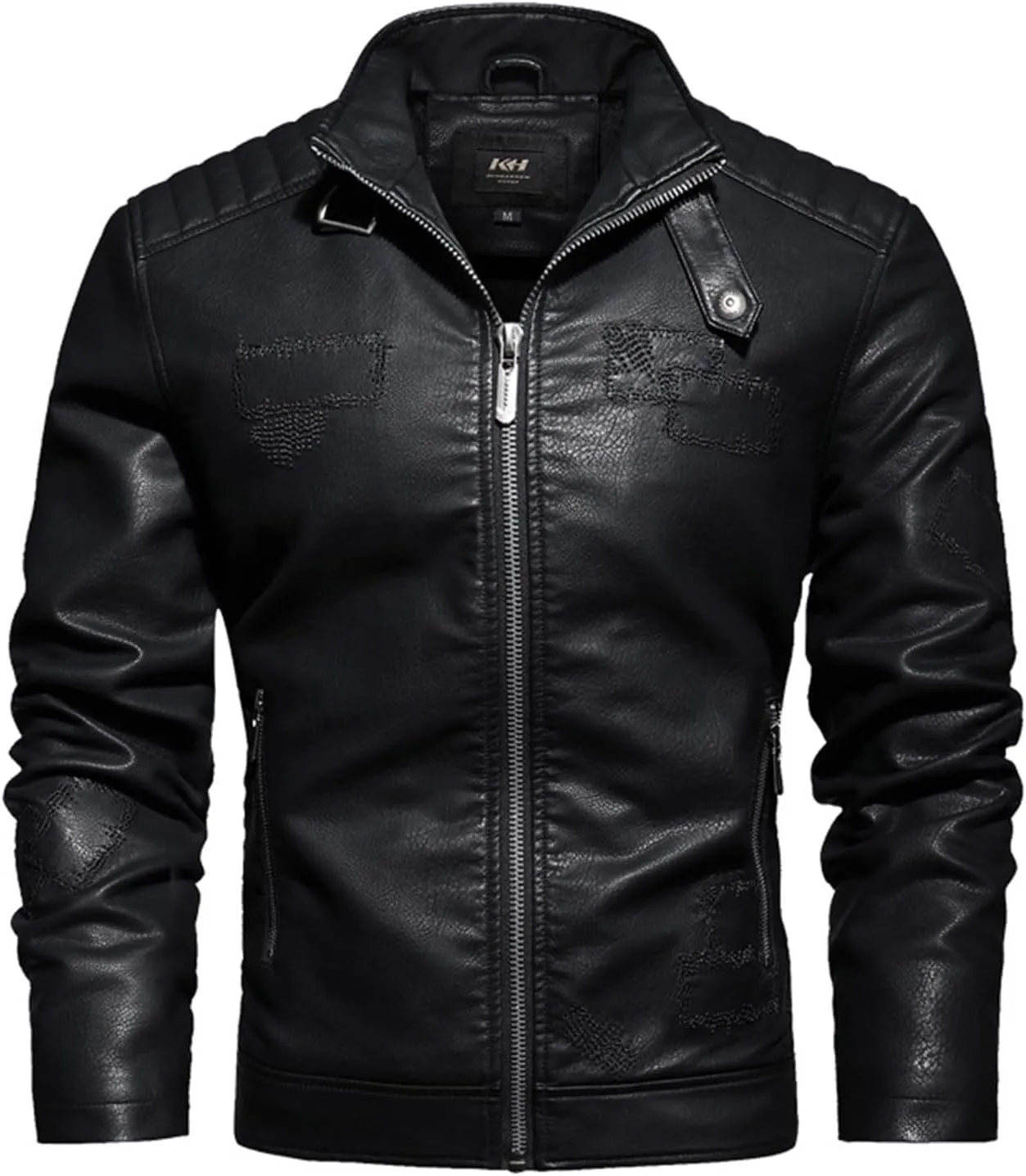 Mens Casual Zipper Jackets Faux Leather Motorcycle Detachable Hooded Jacket Fall Winter Bomber Jacket Moto Outerwear