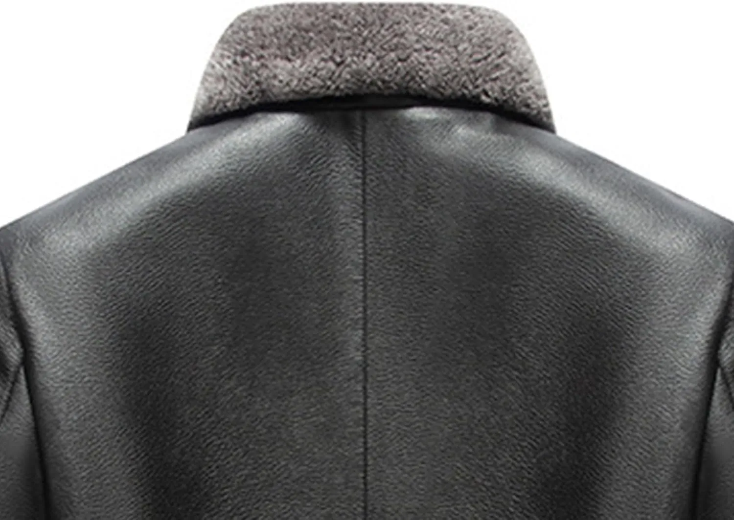 Men's Classic Faux Leather Jacket Motorcycle Winter Fleece Lined Sherpa Faux Fur Lapel Casual Zipper PU Leather Coats