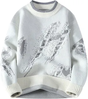 Men's Crewneck Sweater Long Sleeve Ribbed Pullover Lightweight Knitwear Casual Loose Tops 2024 Fall Fashion Sweater