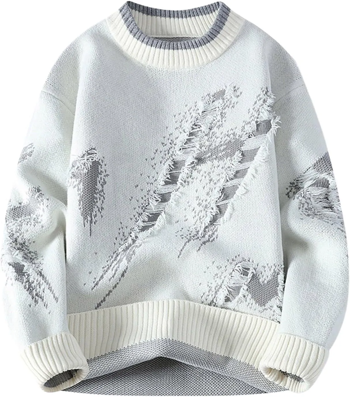 Men's Crewneck Sweater Long Sleeve Ribbed Pullover Lightweight Knitwear Casual Loose Tops 2024 Fall Fashion Sweater