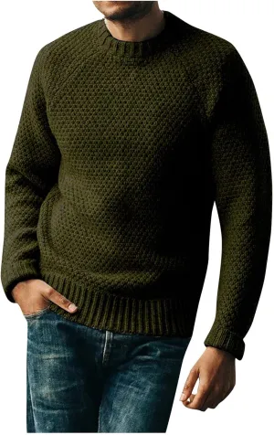 Men's Cute Sweaters Solid Color Casual Round Neck Pullover Sweater Long Sleeve Knitwear Turtle Necks, XL-3XL