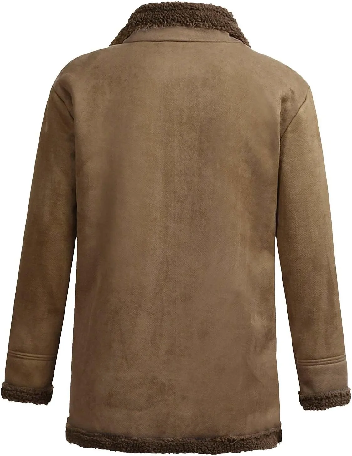 Men's Faux Leather Jacket Cozy Sherpa Fleece Lined Bomber Jackets Winter Coats Heavyweight Suede Faux Fur Trench Coat