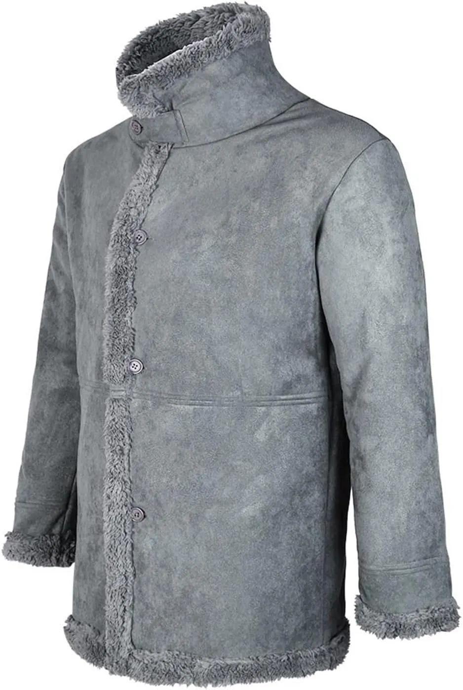 Men's Faux Leather Jacket Cozy Sherpa Fleece Lined Bomber Jackets Winter Coats Heavyweight Suede Faux Fur Trench Coat