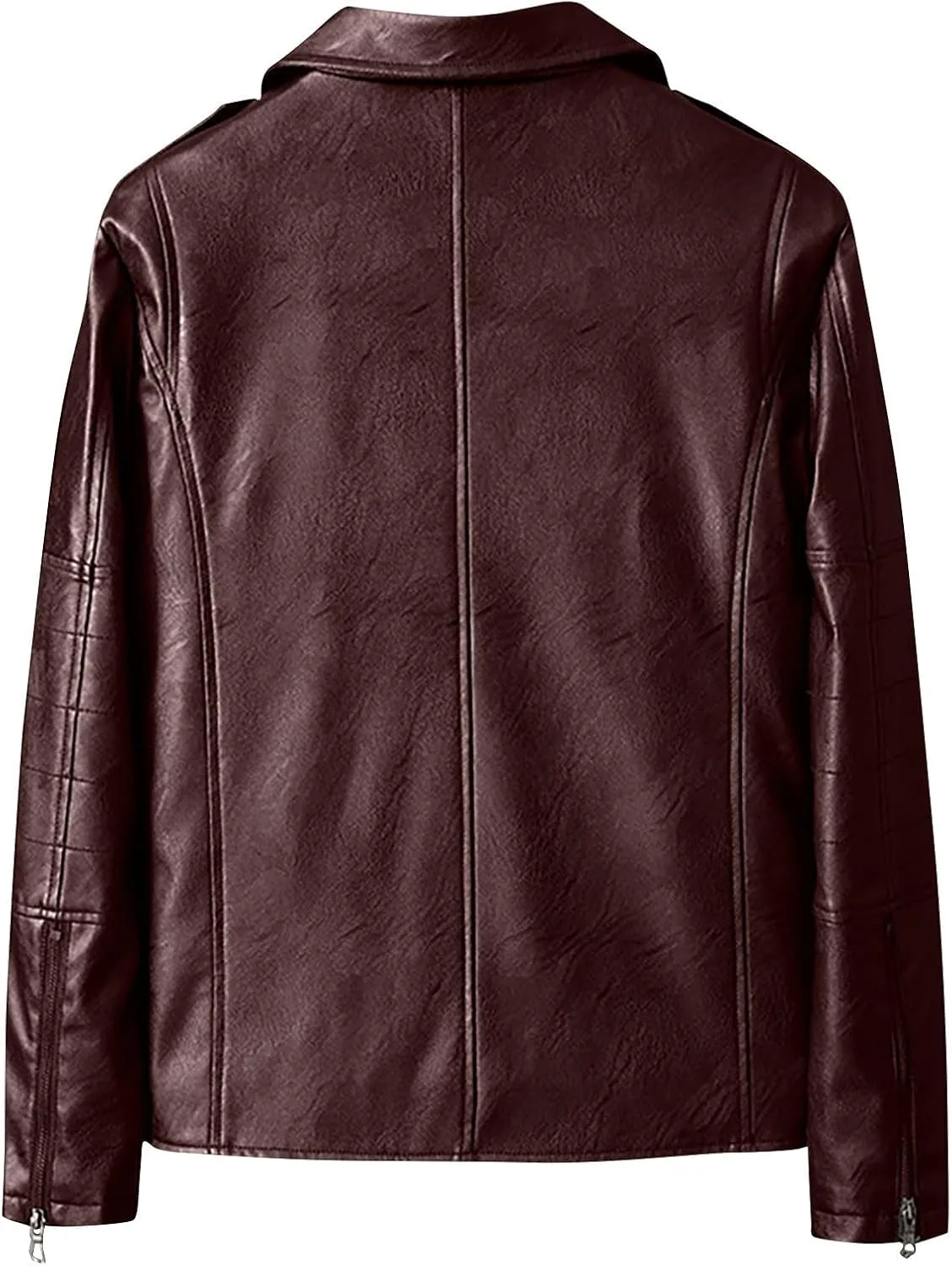 Mens Faux Leather Jacket Summer PU Leather Motorcycle Jacket Zip Up Biker Bomber Jacket with Pockets