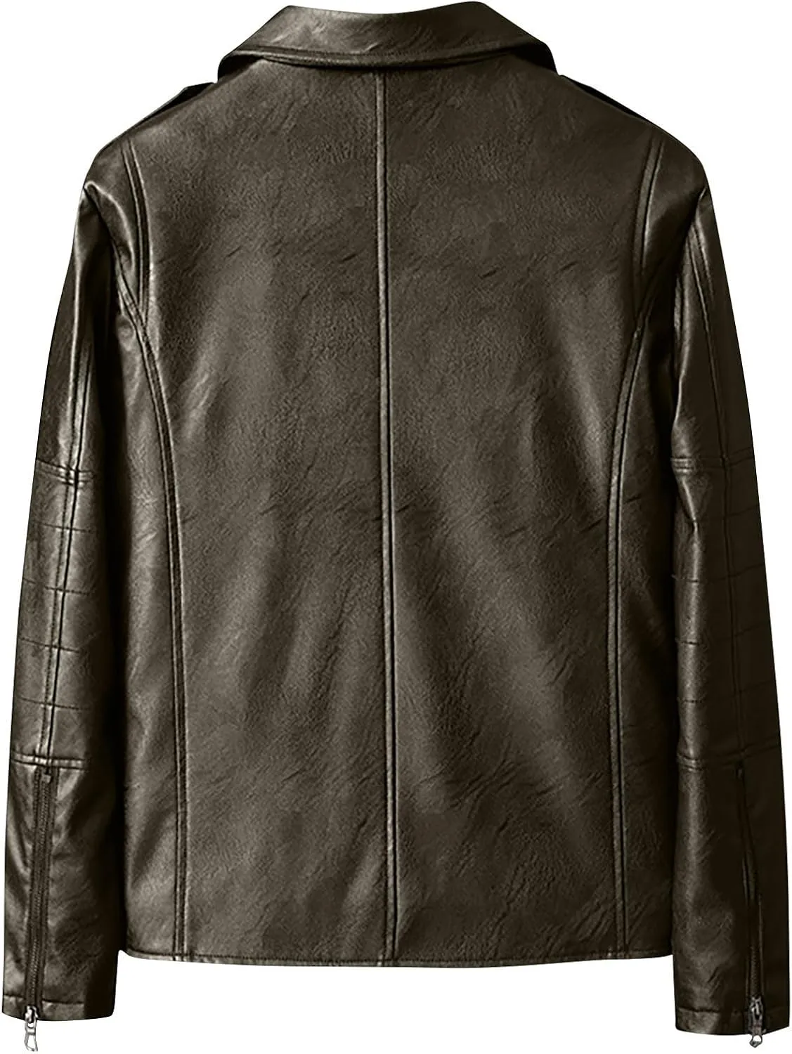 Mens Faux Leather Jacket Summer PU Leather Motorcycle Jacket Zip Up Biker Bomber Jacket with Pockets