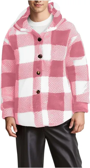 Mens Fleece Fuzzy Jackets Casual Lightweight Hooded Warm Long Sleeve Soft Comfy Fall Winter Coats