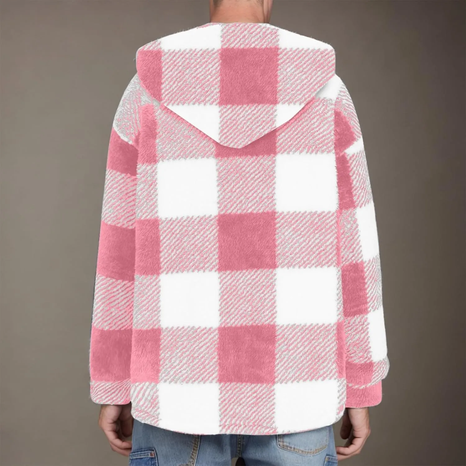 Mens Fleece Fuzzy Jackets Casual Lightweight Hooded Warm Long Sleeve Soft Comfy Fall Winter Coats