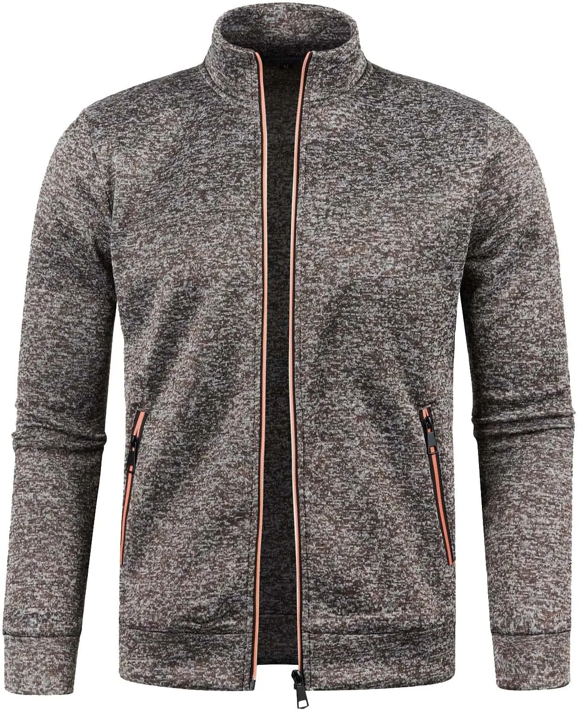 Men's Full Zip Cardigan Sweaters Casual Stand Collar Cardigan Slim Fit Knitted Sweater Thin Fleece Sweater Jackets