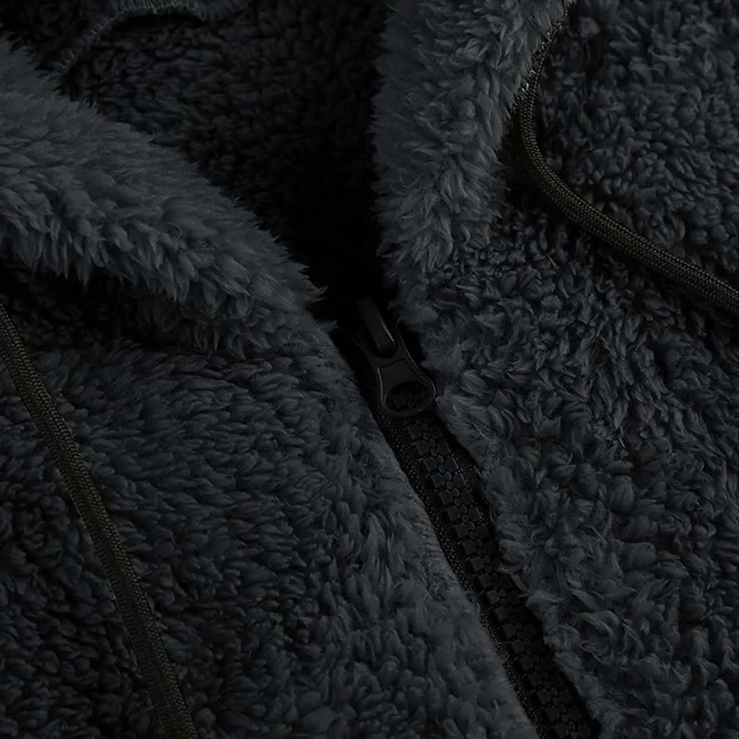 Mens Fuzzy Sherpa Jacket Hoodie Fluffy Fleece Open Front Cardigan Full Zip Up Soft Coat Fall Outwear with Pockets