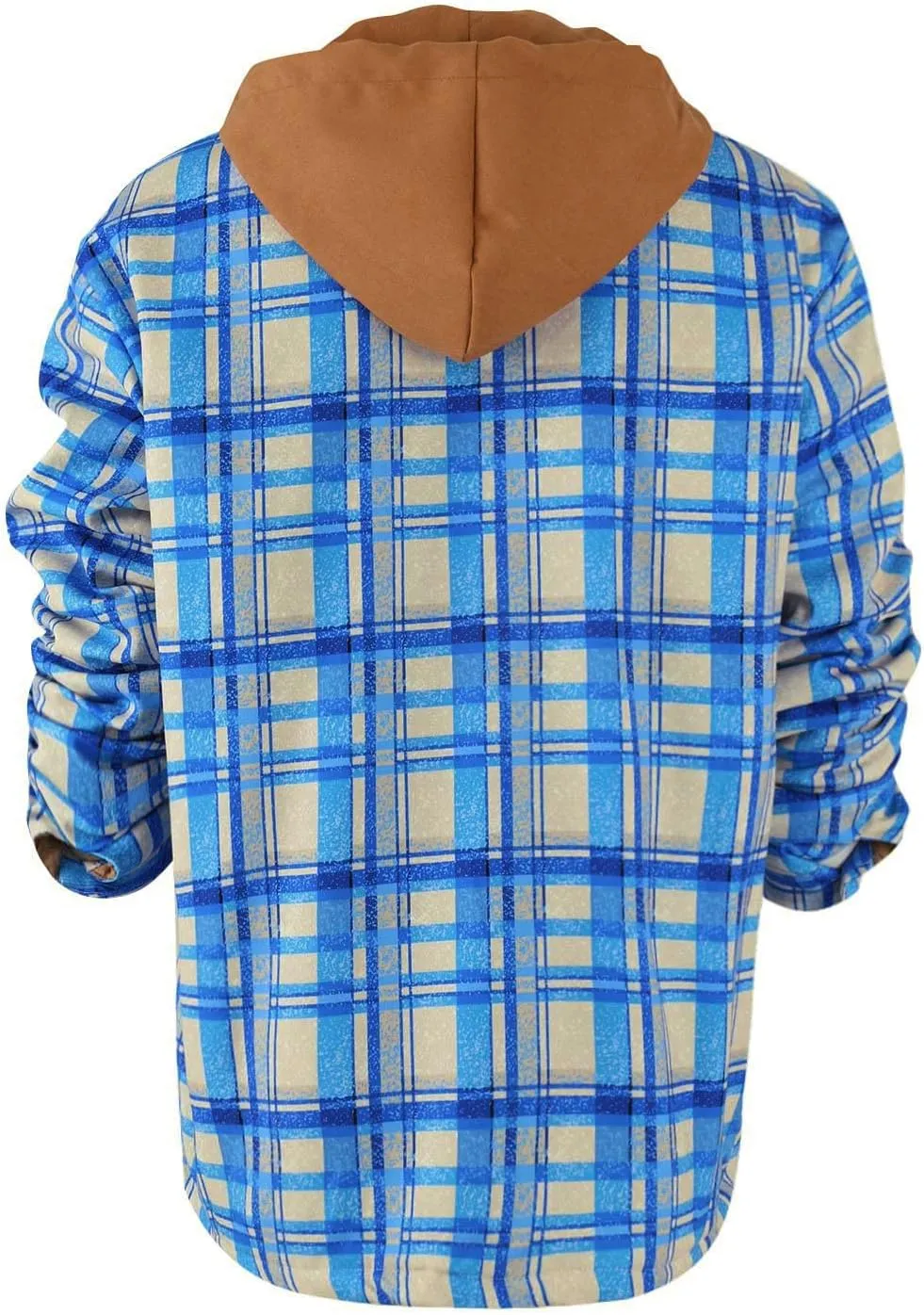 Men's Heavyweight Plaid Hoodie Jacket Zip Up Long Sleeve Fleece Sweatshirt Coat With Hood Fashion Stylish,M-5XL