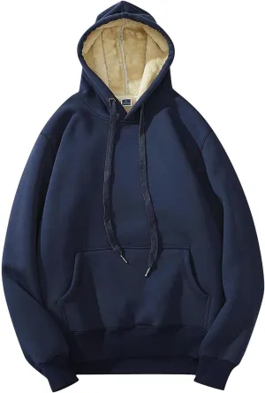 Mens Hoodie Men's Hooded Drawstring Sweater Solid Color Thickened Plush Jacket Men Hoodies Pullover
