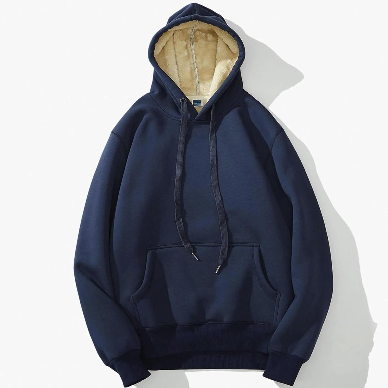 Mens Hoodie Men's Hooded Drawstring Sweater Solid Color Thickened Plush Jacket Men Hoodies Pullover
