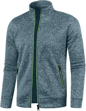 Mens Hoodies Knit Sweater, Full Zip Fleece Lined Cardigan Sweaters Casual Regular Fit Knit Sweater Men Sweater Jacket