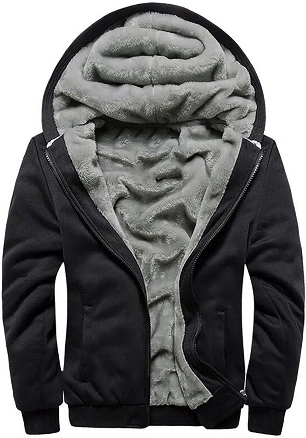 Mens Jacket Winter Heavyweight Workout Zip Long Sleeve Sherpa Lined Warm Hoodie Jackets Sweatshirt Coats Sports,S-5XL