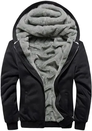 Mens Jacket Winter Heavyweight Workout Zip Long Sleeve Sherpa Lined Warm Hoodie Jackets Sweatshirt Coats Sports,S-5XL