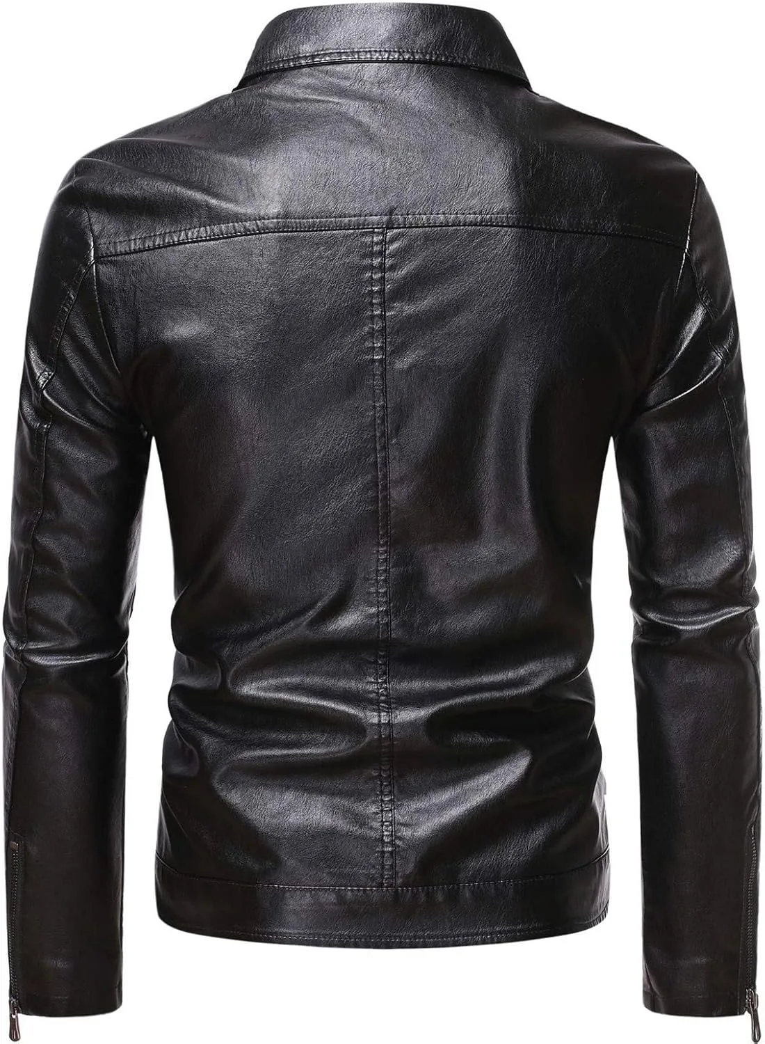 Mens Leather Jacket Motorcycle Black Biker Jackets Vintage Slim Fit Faux Leather Outwear Casual Lightweight