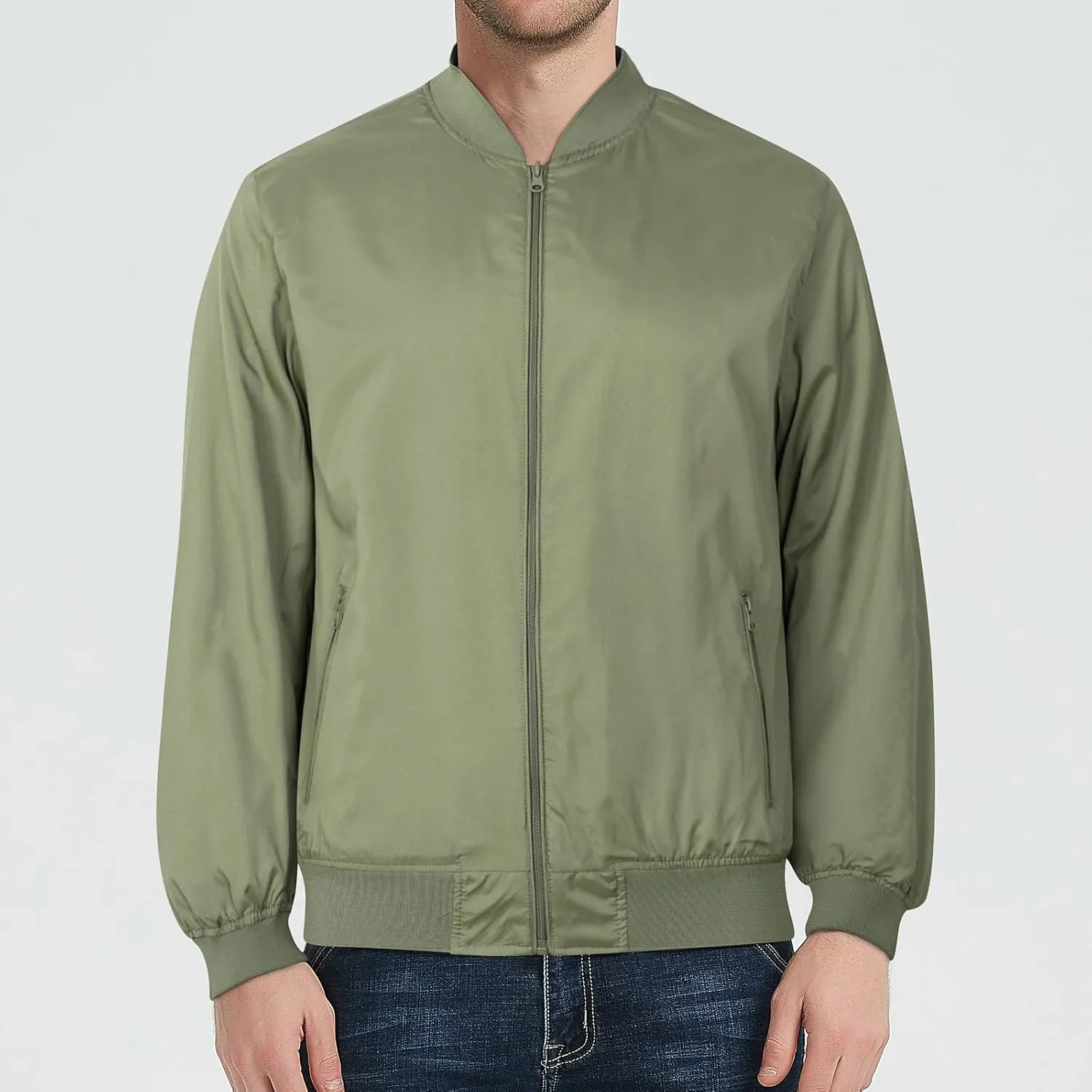 Men's Lightweight Bomber Jacket Spring Fall Causal Fashion Flight Windbreaker Golf Light Jacket Windproof Zip Up Coat