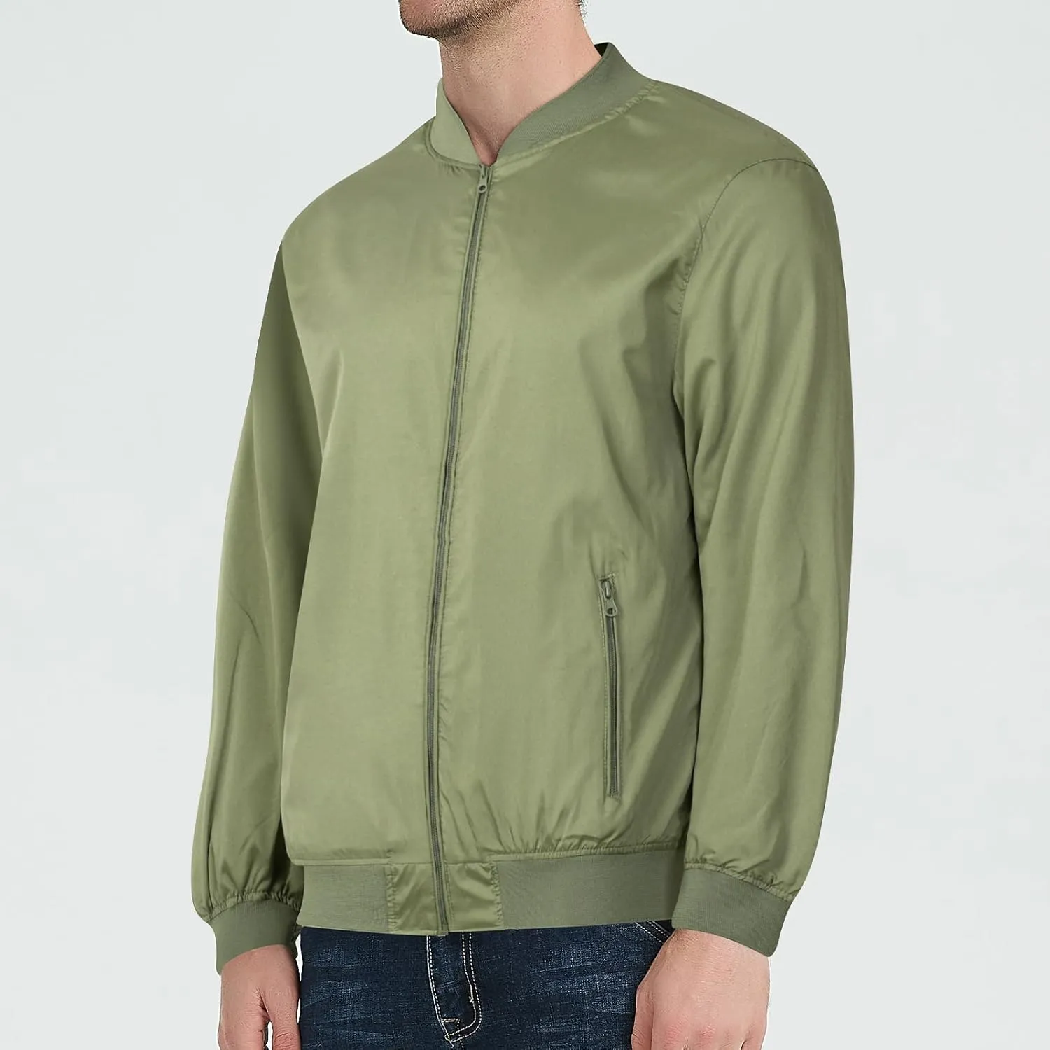 Men's Lightweight Bomber Jacket Spring Fall Causal Fashion Flight Windbreaker Golf Light Jacket Windproof Zip Up Coat