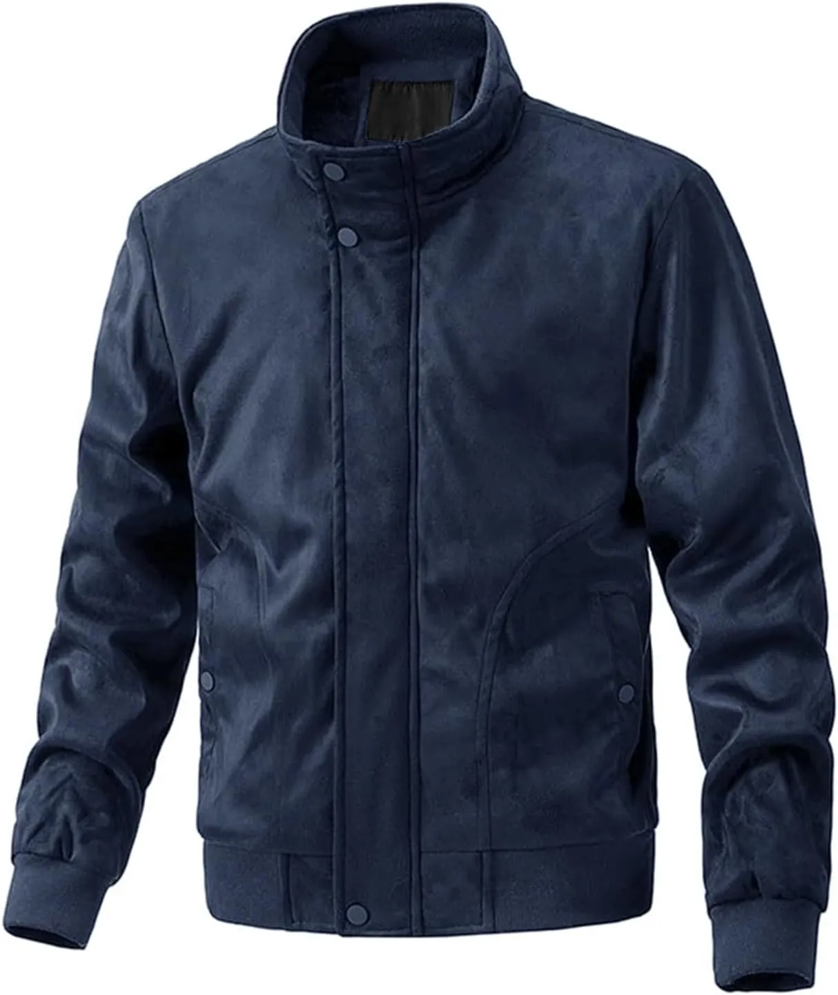 Mens Lightweight Fleece Bomber Jacket, Long Sleeve Varsity Jacket, Warm Cotton Cargo Work Jacket with Fleece Lining
