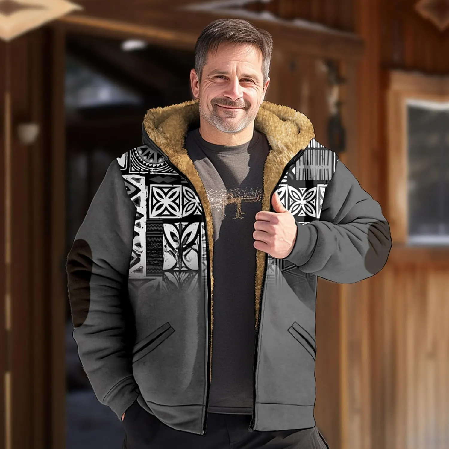 Mens Lightweight Outdoor Jacket Long Sleeve Zipper Hooded Oversized Coat Novelty Sweatshirts for Men