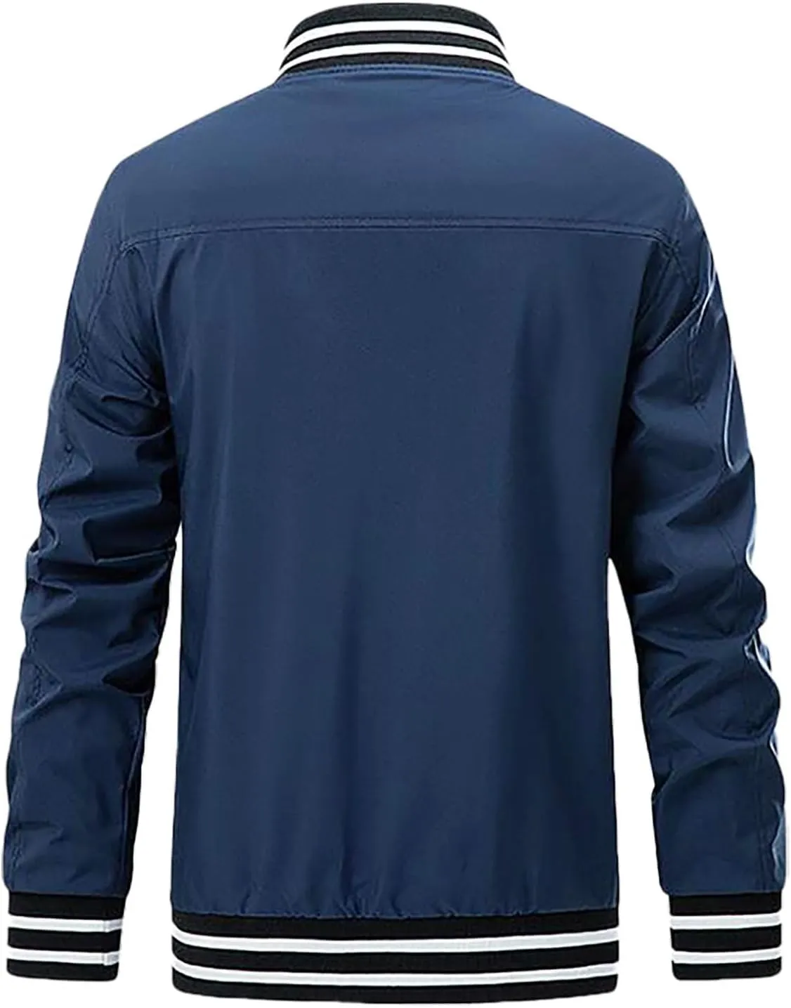 Mens Lightweight Windbreaker Bomber Jacket Zip Up with Pockets for Spring and Fall, Casual Wear, Water-Resistant