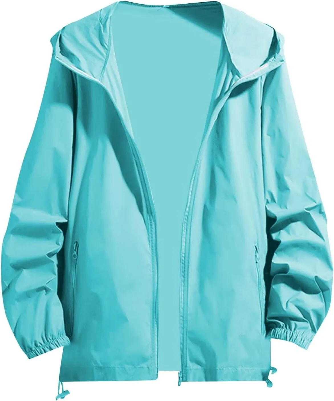 Mens Lightweight Zipper Jackets Outdoor Fishing Full Zip Long Sleeve Hoodie Breathable Casual Jackets Zipper Pockets