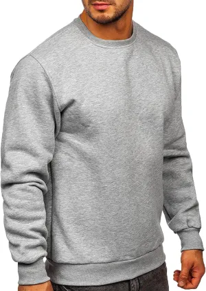 Mens Long Sleeve Round Neck Tops Solid Sweatshirts Pullover Sweatshirt Fall Winter Warm Fleece Sweatshirt Tops